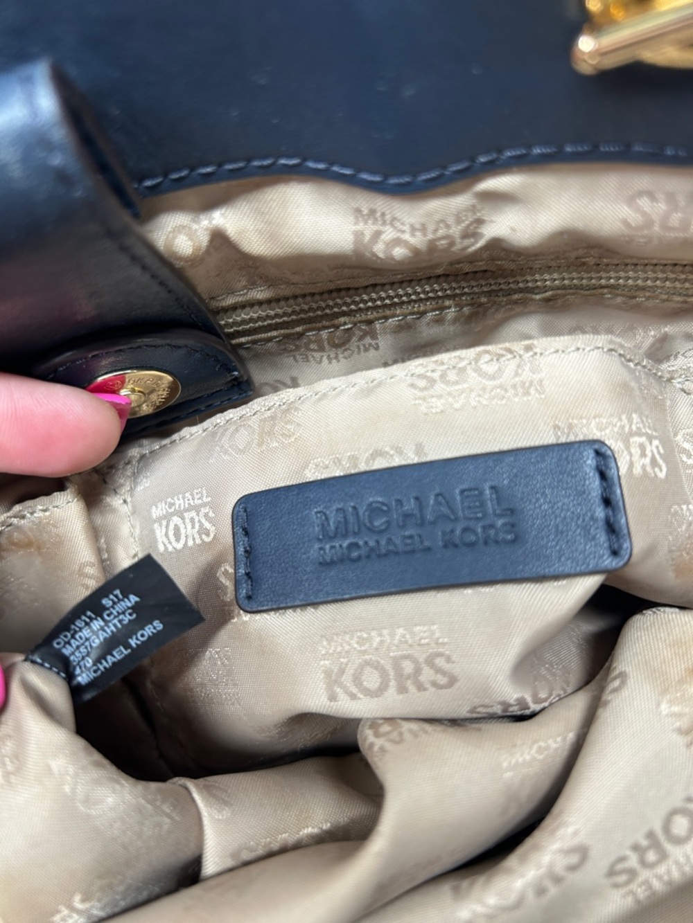 1955 Michael Kors dark denim Leather Tote with Gold Hardware 259041955 - Picture 6 of 16